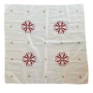 Vintage Avon Scarf With Red As in a Bow and Gold Star Motif Christmas Holiday